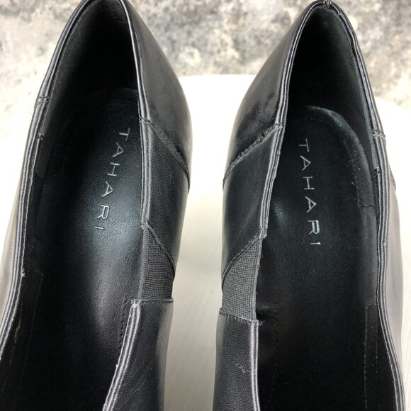 Tahari Women's Size 9M Korin Black Leather Pointed Toe Slip On Heels Pumps - Picture 15 of 16
